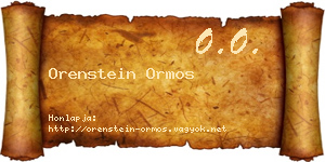 Orenstein Ormos névjegykártya